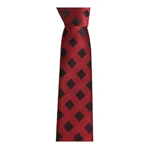Brianze Siyah Kareli Bordo Slim Kravat SKS-3 Bordo - Siyah