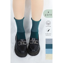Kral Socks Coton Dikişsiz Lastiksiz Roll-top Yazlık Sıkmayan 4'lü Paket Uzun Kadın Çorap Seti