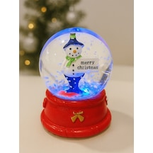 Yeni Yılın En Güzel Hediyesi Yılbaşı Kardan Adam Merry Christmas Figürlü Led Işıklı 9 Cm Kar Küresi Kar Küresi