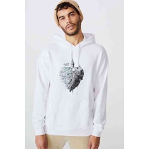 The Galata Istanbul Baskılı Beyaz Erkek Kapşonlu Sweatshirt