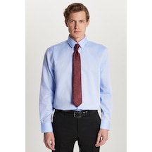 Tudors Slim Fit Mavi Non-ıron %100 Pamuk Doğa Dostu Ekoteks Belgeli Ütü Gerektirmez Gömlek-34495 Mavi