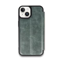 Mey İthalat Apple Uyumlu iPhone 15 Kılıf Flip Cover - Koyu Yeşil