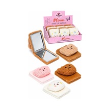 Peluş Ayıcıklı Çift Taraflı Katlanabilir Cep Aynası Sevimli Makyaj Aynası- 24'li Paket Çok Renkli