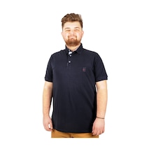 Mode Xl Battal Beden Erkek Tshirt Polo Yaka Nakışlı Klasik Pike 20553 Lacivert 001