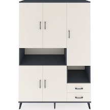 Hyperion Dolap 10 Raflı 2 Çekmeceli 5 Kapaklı 132x44x195 Antrasit-aytaşı/aytaşı Aytası/aytası