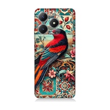 Realme C61 Uyumlu Çini Desenli Kuş Kompozisyonu Desenli Silikon Kılıf Çok Renkli