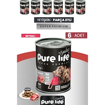 Pure Life Plus 6'lı Sığır Yetişkin Konserve Chunk Parça Etli Yaş Mama 400 G