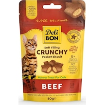Delibon Crunchy İçi Dolgulu Bisküvi Sığır Etli Kedi Ödülü 60 G