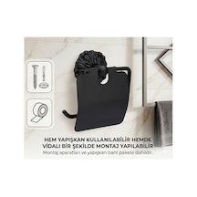 Buççin Online Mağaza Yapışkanlı/vidalı Kapaklı Tuvalet Kağıdı Askısı Banyo Tuvalet Kağıtlığı Roma Serisi Metal Siyah Çok Renkli