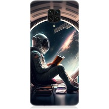 Xiaomi Redmi Note 9 Pro Uyumlu Kitap Ve Astronot Desenli Silikon Kılıf