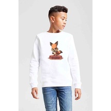 Tshirthane Nix Zooba Battle Royale Baskılı Unisex Çocuk Beyaz Sweatshirt Beyaz