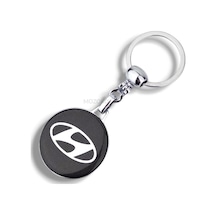 Yüksek Kaliteli Siyah Hyundai Logolu Damla Baskılı Şık Hediyelik Araç Anahtarlığı