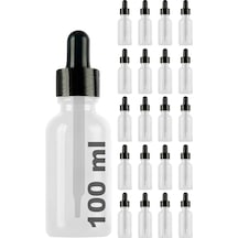 Afracam Şeffaf 100 Ml Kapaklı Dropper Damlalık Cam Şişe 20 Adet Siyah