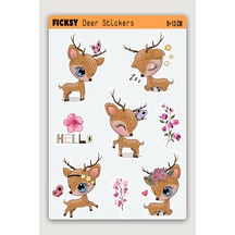 Sevimli Yavru Geyik Sticker Seti - 8 Adet Etiket Çıkartma Diğer
