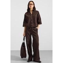 Olcay Truvakar Kol Ceket Pantolon Denim İkili Takım Kahve 9415-tk