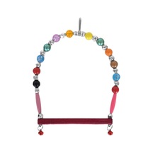 Markapet Ahşap Tünekli Şeffaf Boncuklu Kuş Salıncağı 10-12 Cm Renkli