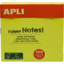 Apli Yapışkanlı Not Kağıdı Sarı Funny 100 Yp 75x75 11897