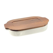 The Mia Woody Kapaklı Fırın Kabı 36 22 Cm Beyaz
