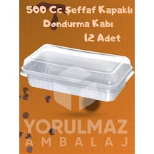 500 Cc Şeffaf Kapaklı Dondurma & Meze Kabı Kullan At Gıda Kabı 12 Adet