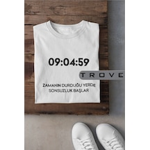 Startmore Unısex Kadın Erkek Mustafa Kemal Atatürk Zaman Sonsuzluk 09.04.59 % 100 Pamuk Tasarım T-shirt Beyaz