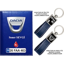 Plakanıza Özel Dacia Logolu Lacivert Ruhsat Kabı Ve Anahtarlık