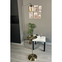 Diona Cam Bal Rengi Eskitme Gövde Düz Tepsili Lambader Modern Oturma Odası Uyumlu Natural