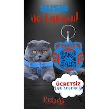 Petjoo 3.Susie Kırmızı-Mavi Qr'lı Kedi Künyesi