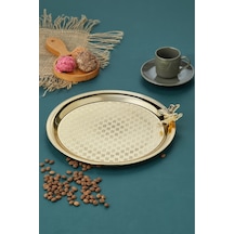 Cooker Kelebekli Yuvarlak Sunum Tepsisi 25 Cm Gold