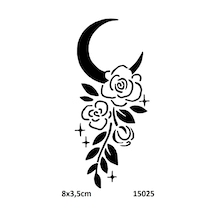 Airbrush Tattoo Ay Ve Çiçek Yapışkanlı Stencil Süsleme Ve Boyama Kalıbı