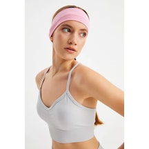 Kadın %100 Pamuklu Penye, Kaymaz, Terletmez, Ultra Hafif, Spor Saç Bandı Bandana - Tek Ebat / Pembe Pembe