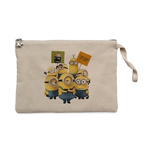 Minions Banner Krem Clutch Astarlı Cüzdan / El Çantası Krem