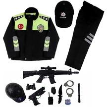Unisex Çocuk Yeşil Türk Trafik Polis Kostümü Trafik Polis Üniform