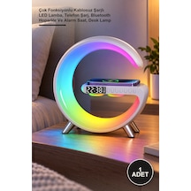 1 Adet Masa Lambası Çok Fonksiyonlu Kablosuz Şarjlı Led Lamba, Telefon Şarj, Bluetooth Hoparlör Ve Alarm Saat, Desk Lamp Saati
