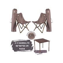 Bag The Joy Ahşap Masa Sandalye Seti Antrasit-Koyu Gri-60 60 55cm Kahverengi