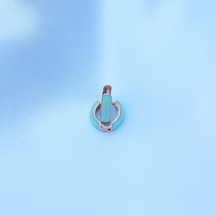 Yeşil Mine Işli Rose Gold Kaplama Halka Gümüş Küpe