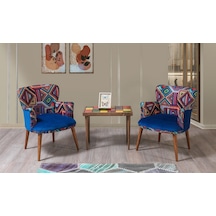 Bienvelle Mavi Çay Seti 2 Tekli Koltuk+Sehpa (Salon, Balkon, Cafe