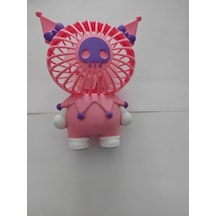 Mini El Fanı Şarjlı Telefon Tutuculu Kuromi Figürlü 2 Kademeli Taşınabilir Vantilatör Masa El Tipi Serinletici Soğutucu