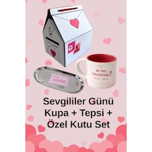 Be My Valentine Sevgililer Günü Kupa & Tepsi Hediye Seti Özel Kutusunda Krem - 836382116 Krem