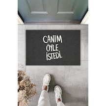 Rugmood Modern Dijital Baskı Paspas - Canım Öyle İstedi - Kapı Önü Paspası Siyah