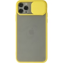 Apple iPhone  Uyumlu,  11 Pro Max Kılıf Palm Buzlu Kamera Sürgülü Silikon - Sarı