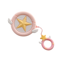 Kosona Airpods Uyumlu İçin Pembe Büyüsel Yıldız Desenli Silikon Kılıf - 360 Derece Koruma Ve Taşıma Kayışı Gül