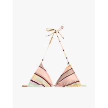 Koton Koton X Şahika Ercümen - Boyundan Bağlamalı Çizgili Üçgen Bikini Üstü Sarı Çizgili 6sak10283mm