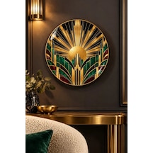 Dekoratif Duvar Tabağı Siyah Altın Art Deco Dekorlu Seramik Tabak Bej