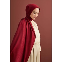 Imannoor Zincir Desen Bordo Pamuk İpek Şal 70x210 Bordo