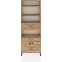 Arges Dolap 4 Raflı 4 Çekmeceli 88x30x243 Çam-çam Çam