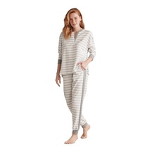 Nautica Kadın Yumuşak Dokulu Uzun Kollu Gri Pijama Takımı W613 X Beyaz - Ekru