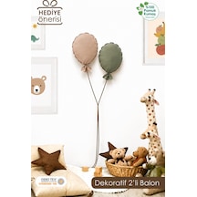 Çocuk Odası Dekorasyonu 2'li Balon Set, Bebek Odası Dekoratif Balon, Duvar Dekorasyonu, Haki-kapiçino