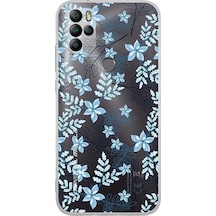 General Mobile Gm 21 Pro New Edition Uyumlu Kamera Korumalı Floral Mavi Kılıf
