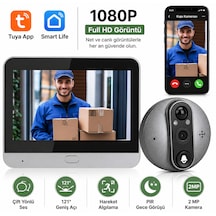Wifi Akıllı Kapı Kamerası 4.3" Ekran 1080p Hd Görüntülü Kapı Dürbünü Pır Sensörlü