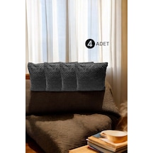 Bohem 4'lü Dekoratif Yastık Kılıfı Kırlent Kılıfı 43x43 Cm Antrasit Otantik Gri